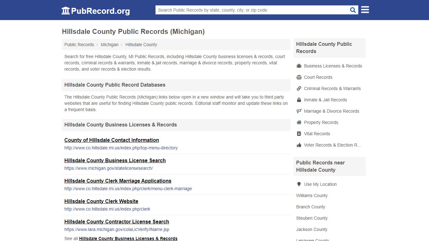 Hillsdale County Public Records (Michigan) - PubRecord.org
